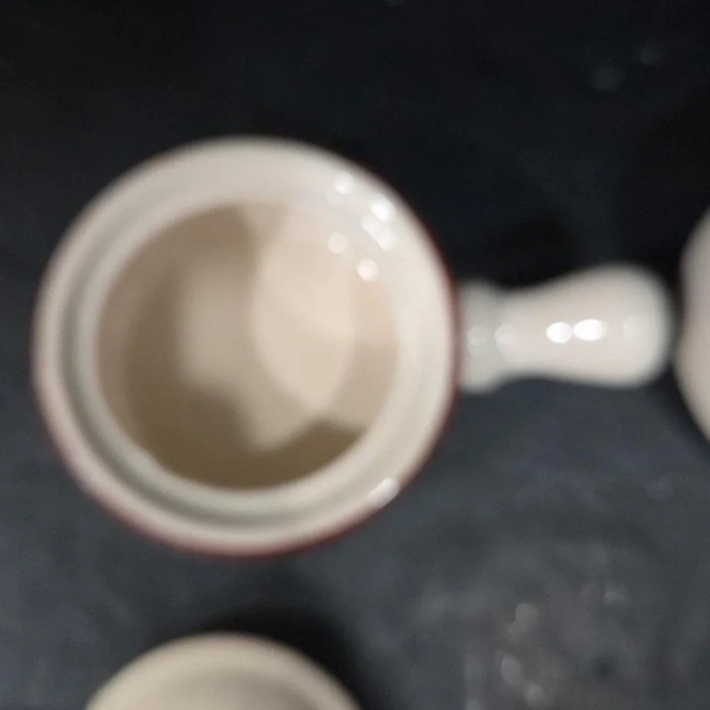 Ceramic Soup Bowls With Handles & Lids, Set of 2, Replacement Cream/Brown Crocks